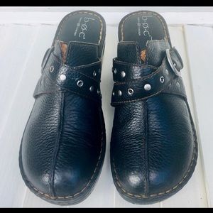 BOC Black Leather Comfort Clog Size 10